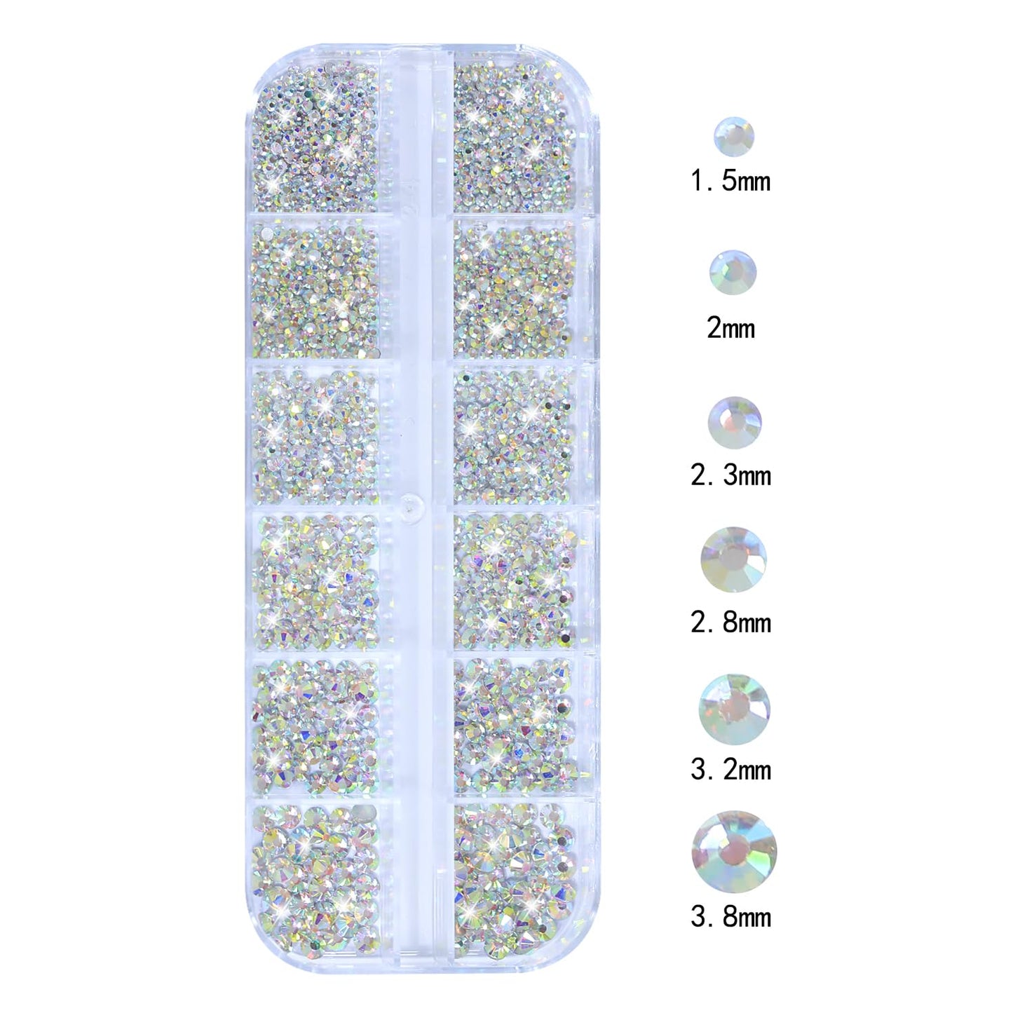 HNUIX Nail Rhinestones - 3D Multi Shape Size, AB Crystal Nail Gems and Charms, Flat Back, with Kit, for Nail Art, DIY Decorations-Velvo Beauty