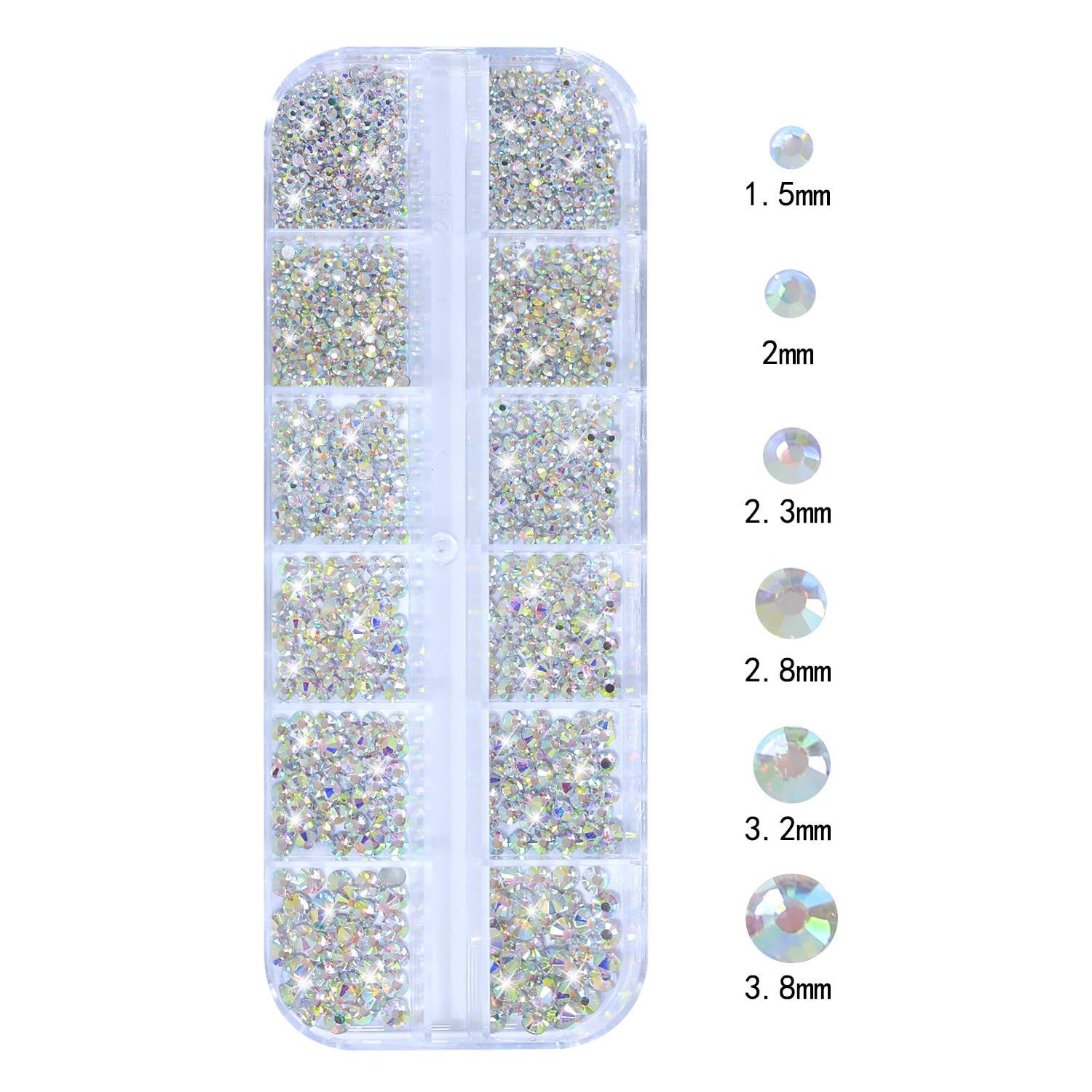 HNUIX Nail Rhinestones - 3D Multi Shape Size, AB Crystal Nail Gems and Charms, Flat Back, with Kit, for Nail Art, DIY Decorations-Velvo Beauty