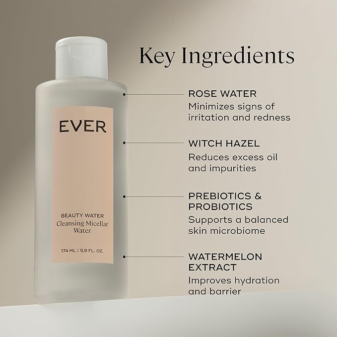 EVER Beauty Water - Cleansing Micellar Water, Eye Makeup Remover, Rose Water Cleanser, Sensitive Skin Water Makeup Remover-Velvo Beauty