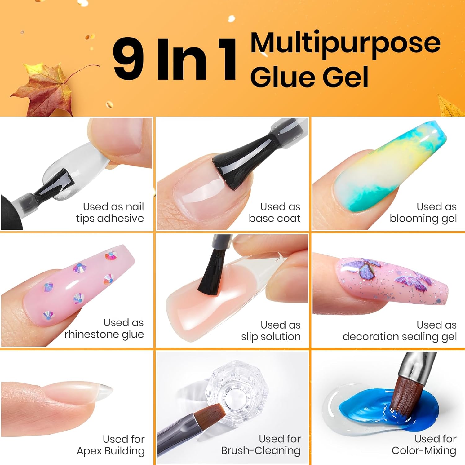 Beetles Top Coat Base Gel & Nail Glue Set-3Pcs No Wipe Top Coat Gel Nail Polish & Base Coat with 9 In 1 Nail Glue Shine Effect Long Lasting Soak Off Uv Light Lamp Diy Gift for Women & Girls-Velvo Beauty