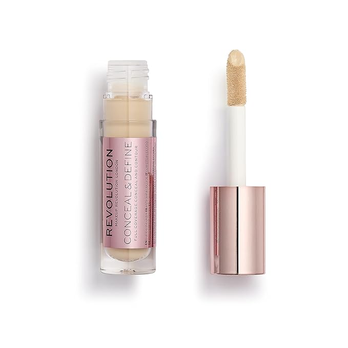 Revolution Beauty, Conceal & Define Concealer, Full Coverage & Lightweight, Long-Lasting Matte Finish, Vegan & Cruelty Free, C6 Fair or Light Skin Tones, 0.14 Oz.-Velvo Beauty