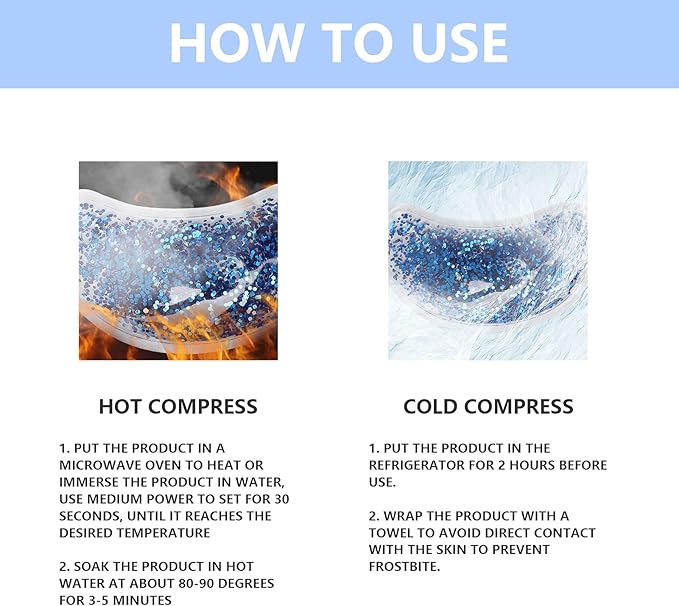 Eye Gel Ice Pack, Reusable Gel Eye, Eye Cooling Pad Hot Cold Eye Patch, Under Eye Patches to Relieve Tired Eyes, Dark Circles(Blue)-Velvo Beauty