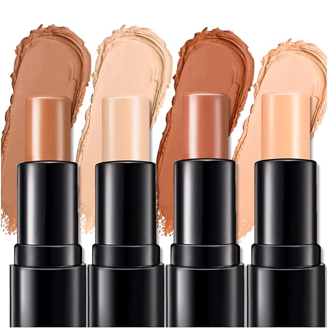 4 Colors Cream Contour, Stick Palette, Contouring Concealer, Stick Primer, Face Makeup Kit for Beginners, Cream Concealer and Highlight Stick(#2+3)-Velvo Beauty