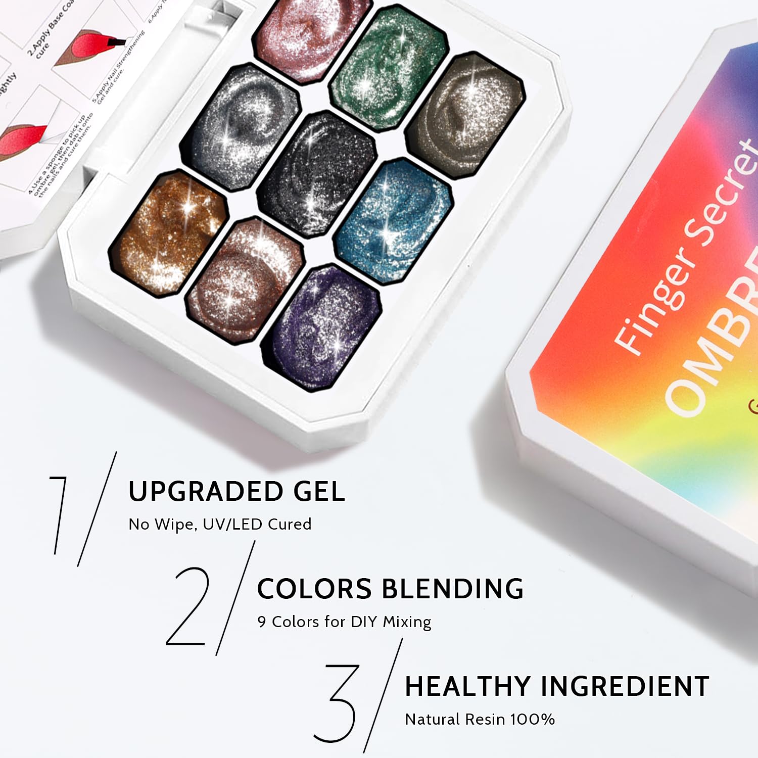 Sponge Pat Paint Nail Gel & Tools Kit, 9 Colors Ombre Nails Gradient Gel Nail Blush Blooming Aura Nails Drawing Stripper Floral Painting Nail Art, No Wipe, UV/LED Curing (9 Colors Set J)-Velvo Beauty