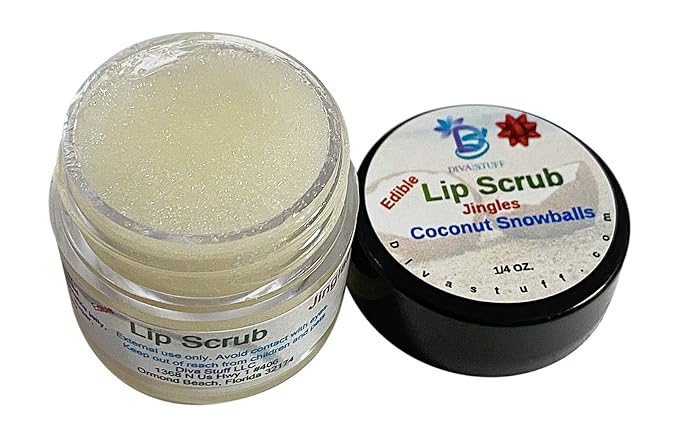 Diva Stuff Ultra Hydrating Lip Scrub for Soft Lips, Gentle Exfoliation, Moisturizer & Conditioner, ¼ oz - Made in the USA (JIngles Coconut Snowball)-Velvo Beauty