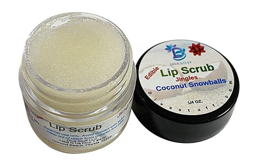 Diva Stuff Ultra Hydrating Lip Scrub for Soft Lips, Gentle Exfoliation, Moisturizer & Conditioner, ¼ oz - Made in the USA (JIngles Coconut Snowball)-Velvo Beauty