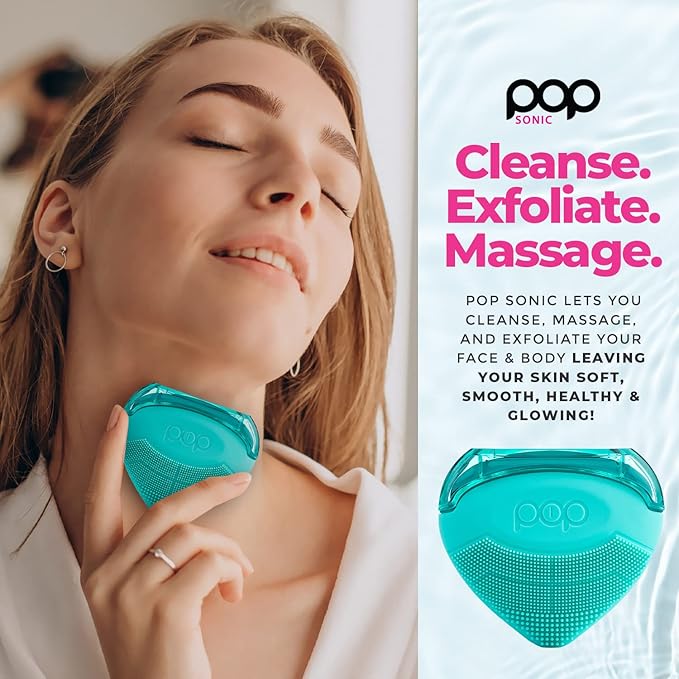 Pop Sonic Strawberry 3 in 1 Skin Exfoliating Cleanser Clean Massage Exfoliate - Turquoise-Velvo Beauty
