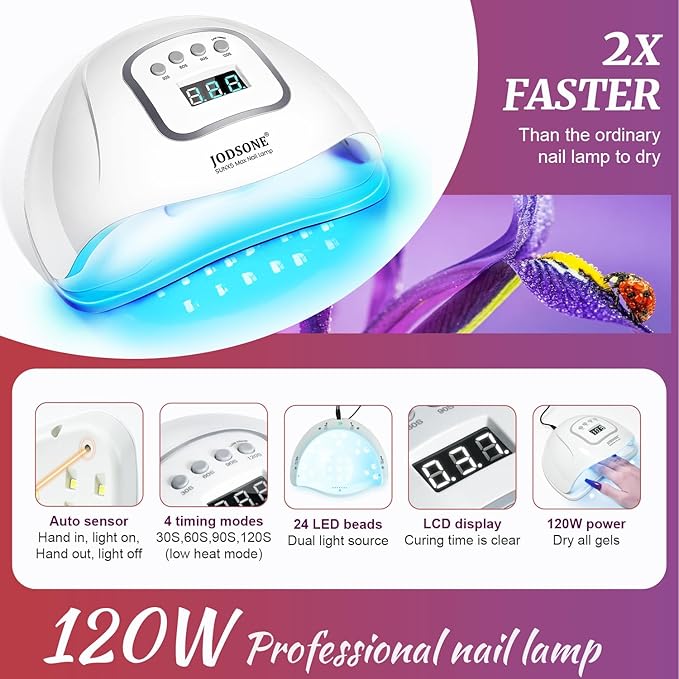 JODSONE Gel Nail Polish Kit with U V Light 32 Colors Gel Polish Set Soak Off Nail Kit Nail Art Salon or Home DIY Manicure Tools Gifts for Women-Velvo Beauty