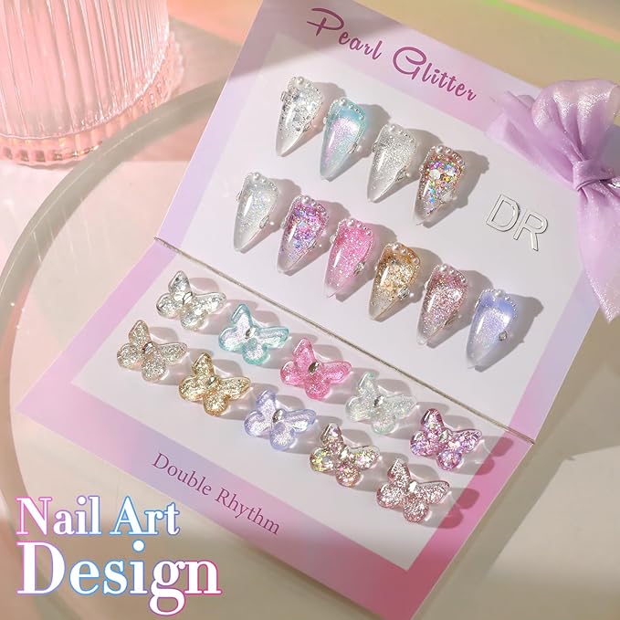 Double Rhythm 28Pcs 0.5Oz Glitter Gel Nail Polish Set Same Color Same Bottle Soak Off Gel Polish Kit Nail Art Manicure Salon DIY at Home (Sparkle Pearl Shimmer Collection-T24-9)-Velvo Beauty