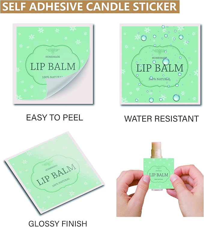 CRASPIRE Lip Balm Labels 80pcs Homemade Lip Balm Labels 2” Clear Lip Balm Labels for Tubes Printable Waterproof Lip Balm Stickers Labels for Lip Balm Handcream Candle Container（British Style-Color）-Velvo Beauty