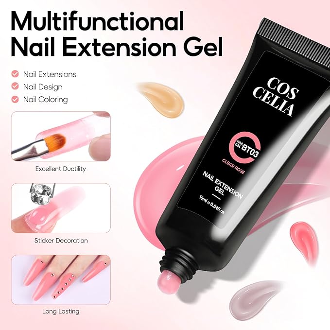 44PC Poly Nail Gel Kit with U V Lamp Starter Kit, 16ML 15 Colors Poly Extension Gel with Light Slip Solution Nail Rhinestones Glitter Decoration Powder Nail Art Kit for Beginners Gifts for Women-Velvo Beauty