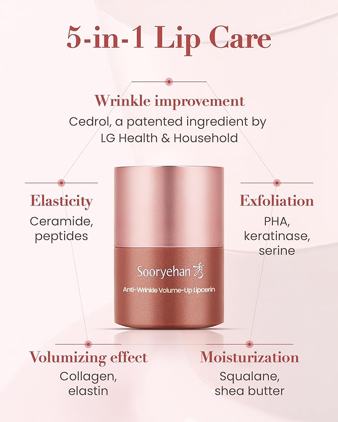 Sooryehan Tinted Lipcerin Lip Balm (0.5fl oz) - Age-Defying, Plumping, Hydrating, Nourishing Lip Care for Dry, Chapped Lips. Korean Skin Care. Peptides, Collagen, Shea Butter, Plant-Based Squalane.-Velvo Beauty