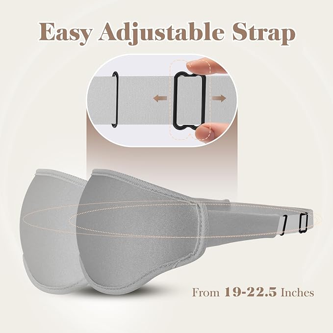 3D Cooling Eye Mask Sleep Mask for Men & Women, 100% Pressure-Free & Light Block-Out Eye Mask for Sleep with Easy Adjustable Strap, Night Eye Cover for Travel, Grey-Velvo Beauty