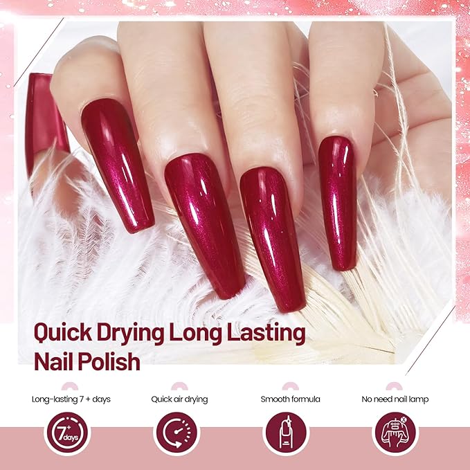 10ml Glitter Nail Polish Set 6 Colors Glitter Red Pink White Nail Polish Set for Nail Art-Velvo Beauty