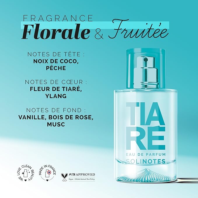 SOLINOTES Tiaré Perfume for Women - Eau De Parfum | Delicate Floral and Soothing Scent - Made in France - Vegan - 1.7 fl.oz-Velvo Beauty