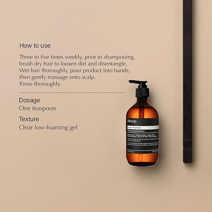 Aesop Classic Shampoo | Gentle Formulation | Leaves Hair Shiny, Soft, Freshened | Rosemary Leaf, Cedarwood Bark, Juniper Berry | 16.9 oz / 500mL-Velvo Beauty