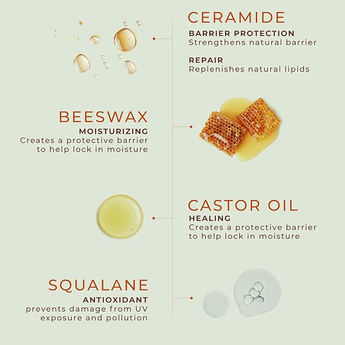 Peppermint Lip Balm with Castor Oil & Vitamin E - Nourishes & Protects Dry Lips, Lip Moisturizer with Ceramide & Squalane, Natural Lip Balm Mint with Deep Hydration for Soft Lips - Lip Repair-Velvo Beauty