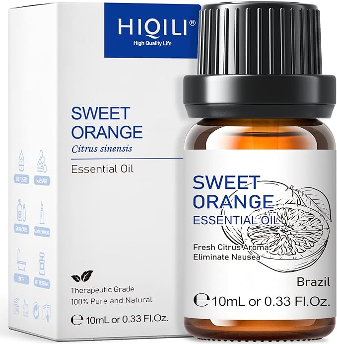 HIQILI Sweet Orange Essential Oil,100% Pure Natural for Diffuser, Aromatherapy-10ml-Velvo Beauty