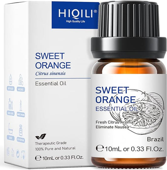 HIQILI Sweet Orange Essential Oil,100% Pure Natural for Diffuser, Aromatherapy-10ml-Velvo Beauty