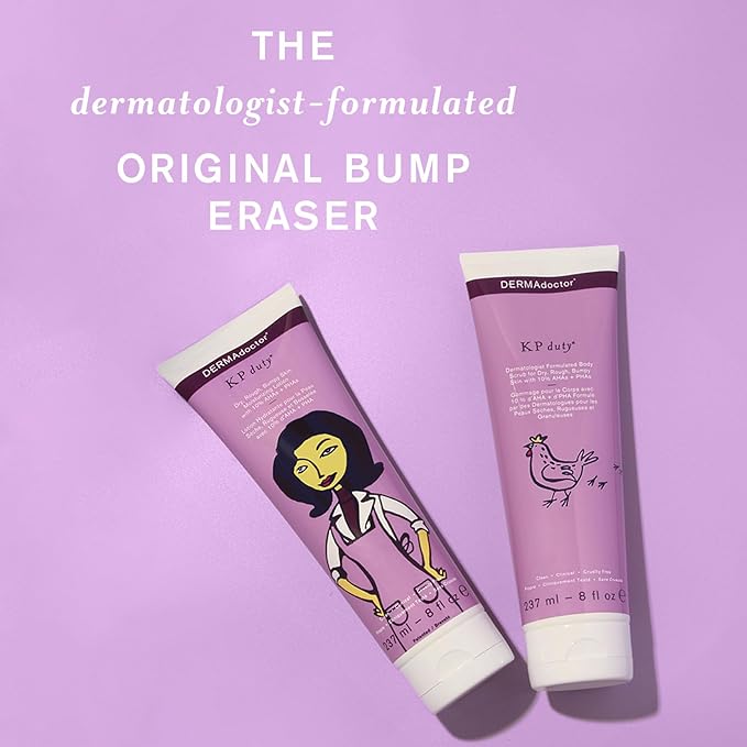 DERMAdoctor KP Bump Eraser Body Scrub and Lotion Kit Dermatologist Formulated Exfoliant | Keratosis Pilaris Treatment For Dry And Bumby Skin 10% AHAs + PHAs-Velvo Beauty