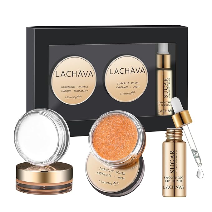 Lip Care Kit with Lip Exfoliator Scrub, Lip Sleeping Mask and Lip Essence Oil for Dry Cracked Lips, Repair and Moisturize Your Lips All Day-Velvo Beauty