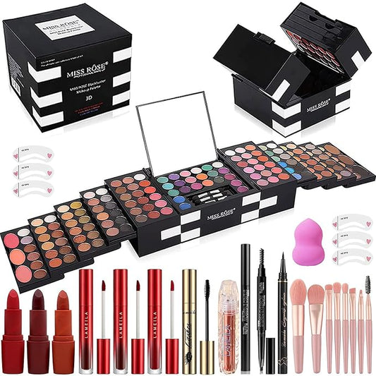 M 148 Colors Makeup Pallet,Professional Makeup Kit for Women Full Kit,All in One Makeup Sets for Women&Beginner,include Eyeshadow,Lipstick,Eyeliner,Concealer,makeup brush(045 Set-Black)-Velvo Beauty