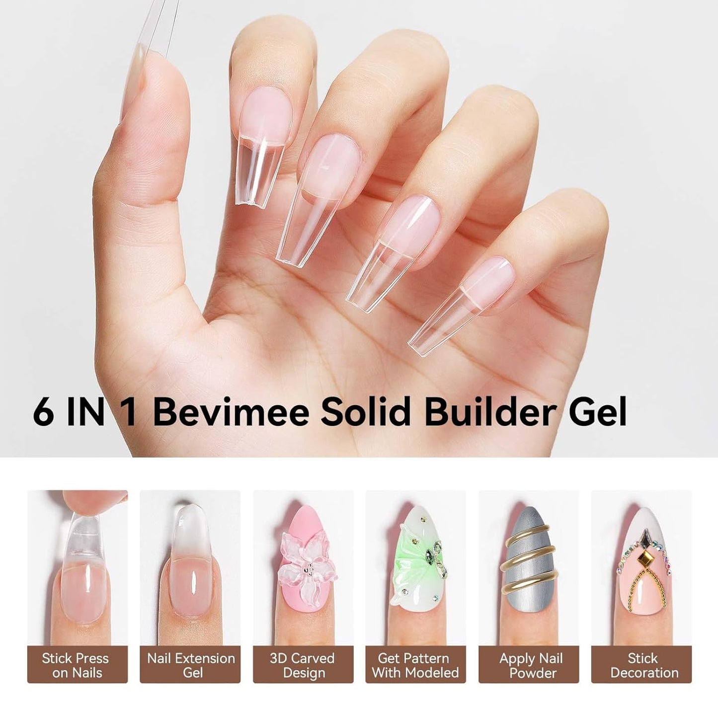 Solid Builder Gel For Nails, White 3D Nail Art Hard Gel For Nails 18g Non-Sticky Hand Molding Carving For Nail Sculpting Extension Salon DIY At Home-Velvo Beauty