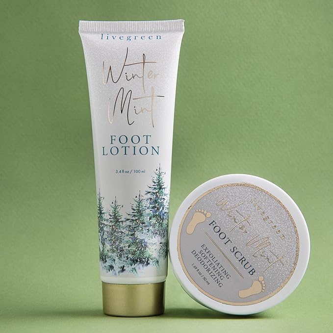 Live Green Bath and Body Set- Foot Spa Set with Fuzzy Socks, Lotion, and Scrub (Winter Mint)-Velvo Beauty