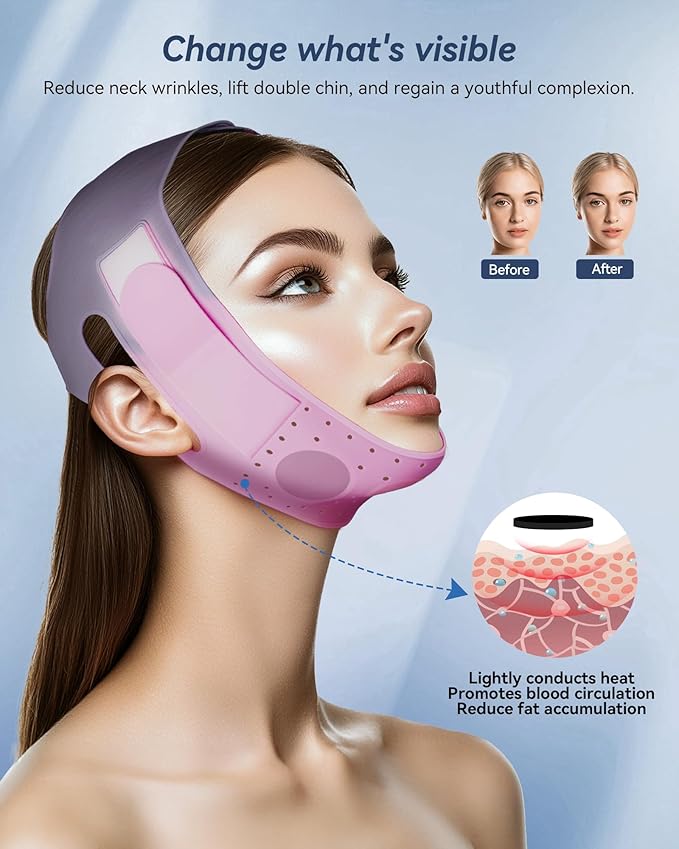 V-Line Sculpting Face Mask – Silicone Chin Strap for Jawline Tightening & Double Chin Reduction (23-27 Inches) (rose pink)-Velvo Beauty