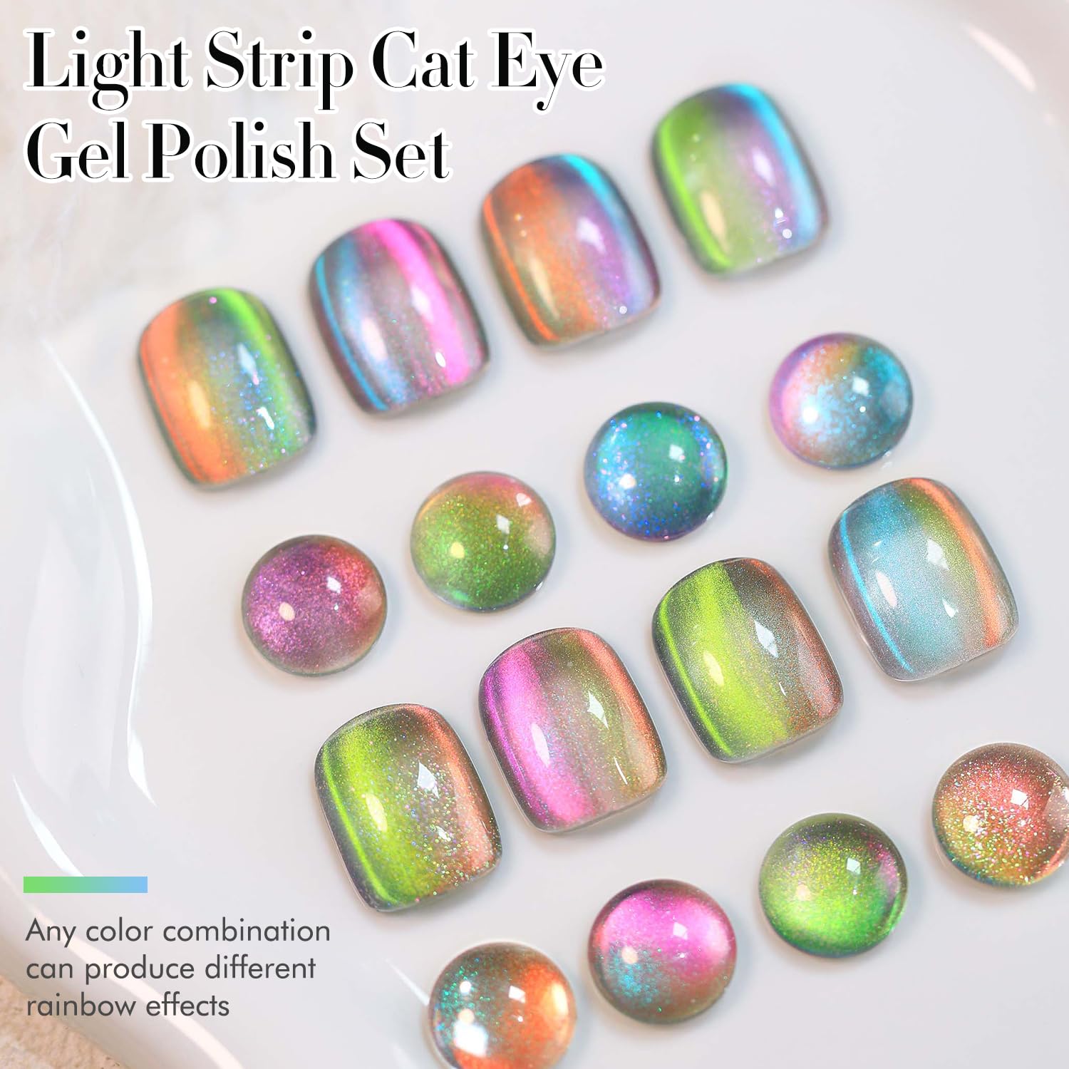 Double Rhythm 6 Colors Cat Eye Gel Polish Set Shimmer Glitter with Magnet Holographic Reflective Magnetic UV Nail Art Kit (6-Kit 29)-Velvo Beauty