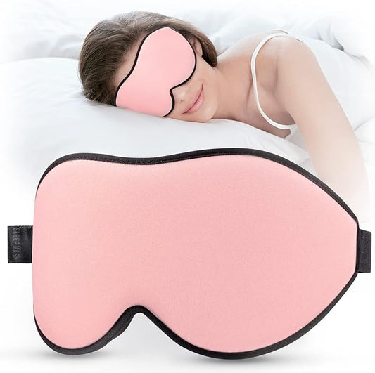 LitBear Sleep Masks for Women, Pink Eye Mask for Sleeping, Comfortable Night Sleeping Mask, Soft Contoured Eye Cover for Sleeping with Elastic Strap for Side Sleeper Men Flying Shift Worker-Velvo Beauty