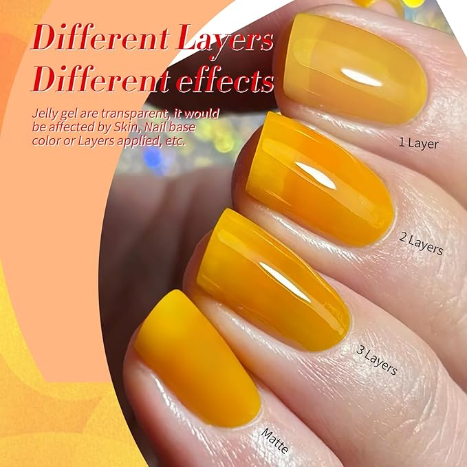 Born Pretty Neon Jelly Gel Nail Polish Glass Crystal Transparent Halloween Collection Soak Off Gel Nail Kit Minicure DIY Gifts 6PCS-Velvo Beauty