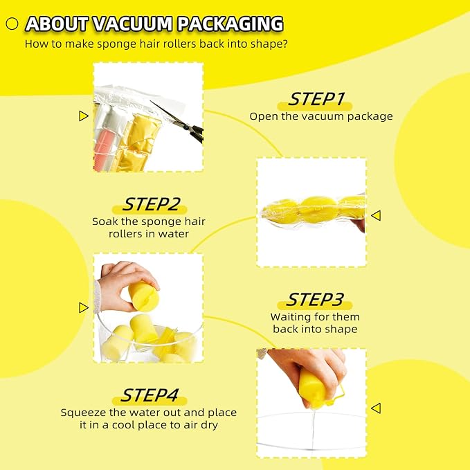 Jumbo Foam Sponge Hair Roller Soft Sleeping rollers Curvy Wavy Hairstyle Curling Hair Styling Tools 24 Pieces Use For Long Hair Short Hair Ladies And Children 2"X2.75"(yellow)-Velvo Beauty