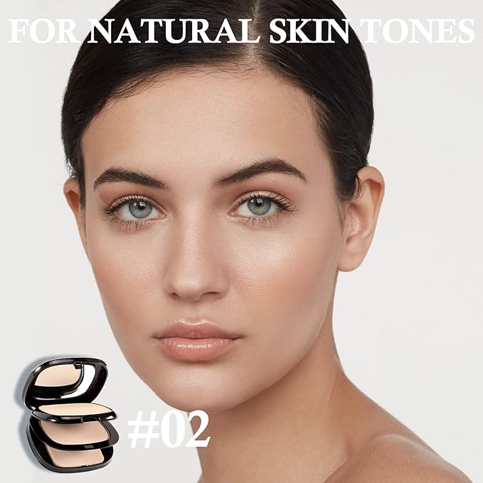 Boobeen Pressed Powder, Light Shade, Long-Lasting Matte Finish, Flawless Lightweight Makeup, 2 Layers Setting Powder Foundation, Compact with Mirror and Puff-Velvo Beauty