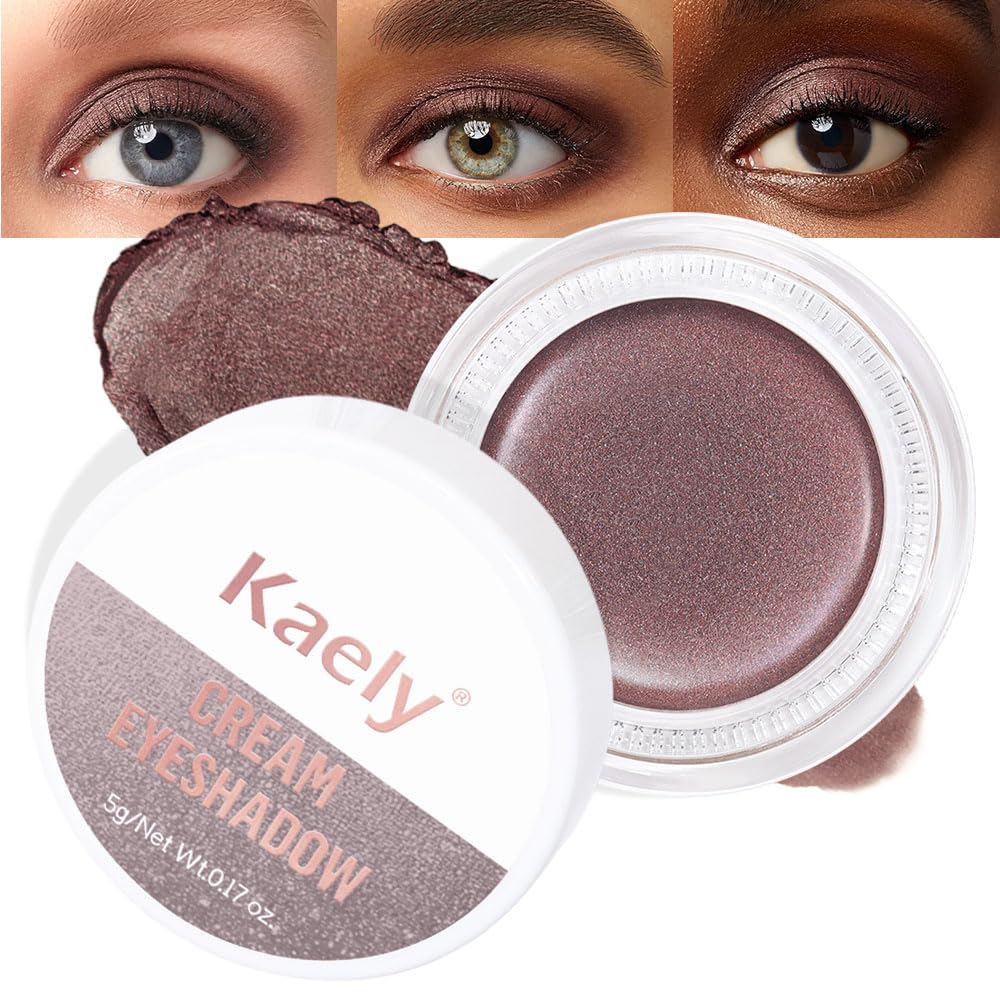 Kaely Single Cream Eyeshadow Pot, Taupe Shimmer Eye Shadow for Older Women High Pigmented Waterproof, Natural Eyeshadow Palette Makeup Brightener, sombras en crema para ojos, Blendable, R04-Velvo Beauty