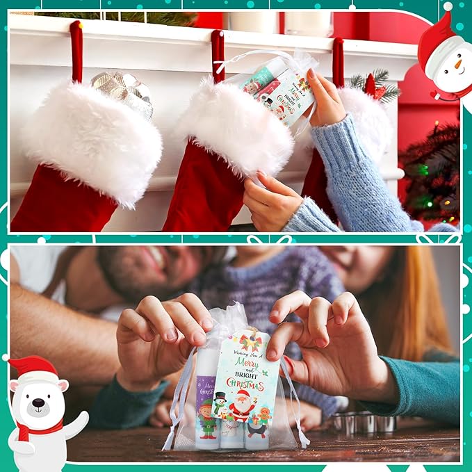 100 Pack Christmas Party Gifts Bulk Lip Balms Favors Bulk Christmas Stocking Stuffers Holiday Party Goodies Gifts Small Thank You Employee Appreciation Gifts for Women Men Coworkers Staff-Velvo Beauty
