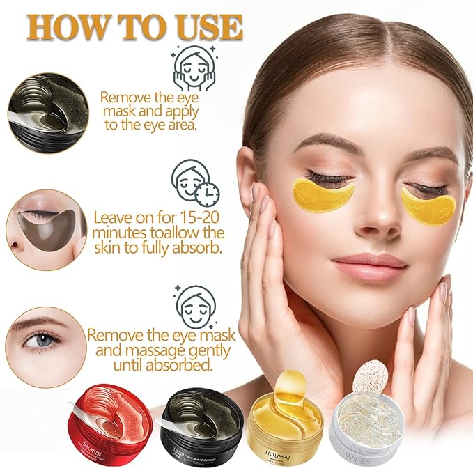 Under Eye Patches-240 Pcs-Four Color Eye Mask For Reduce Dark Circles,Eyes Bags,Puffy,Wrinkles,Gel Eye Mask Skincare-Velvo Beauty