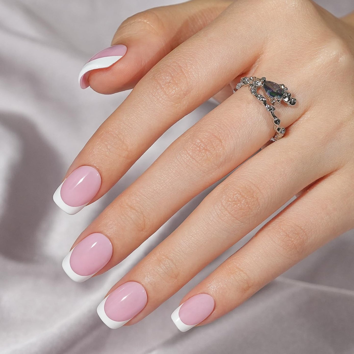 French Gel Nail Tips - Jofay Fashion French Tip Press on Nails, 10-Piece Set 320Pcs Short Square Nail Tips, Pre-applied Tip Primer & Base Coat, No Need to File Fake Nails for Nail Extension, 16 Sizes-Velvo Beauty