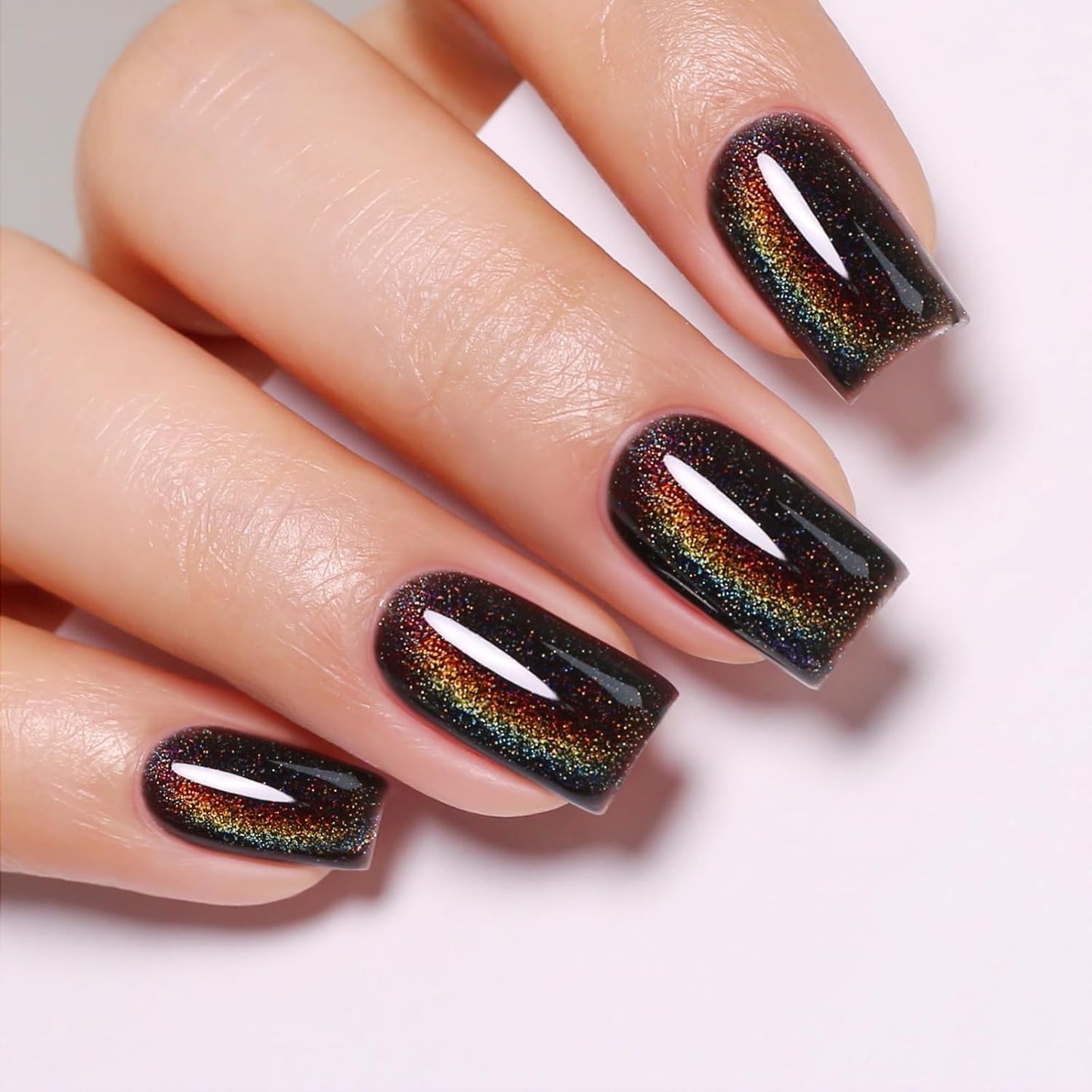 Imtiti Cat Eye Gel Nail Polish, Black Rainbow Holographic Magnetic Gel Polish With Magnet Glittery Iridescent Galaxy Nail Gel Polish Spring Summer Gel Polish Kit Soak Off UV Led 10ML-Velvo Beauty