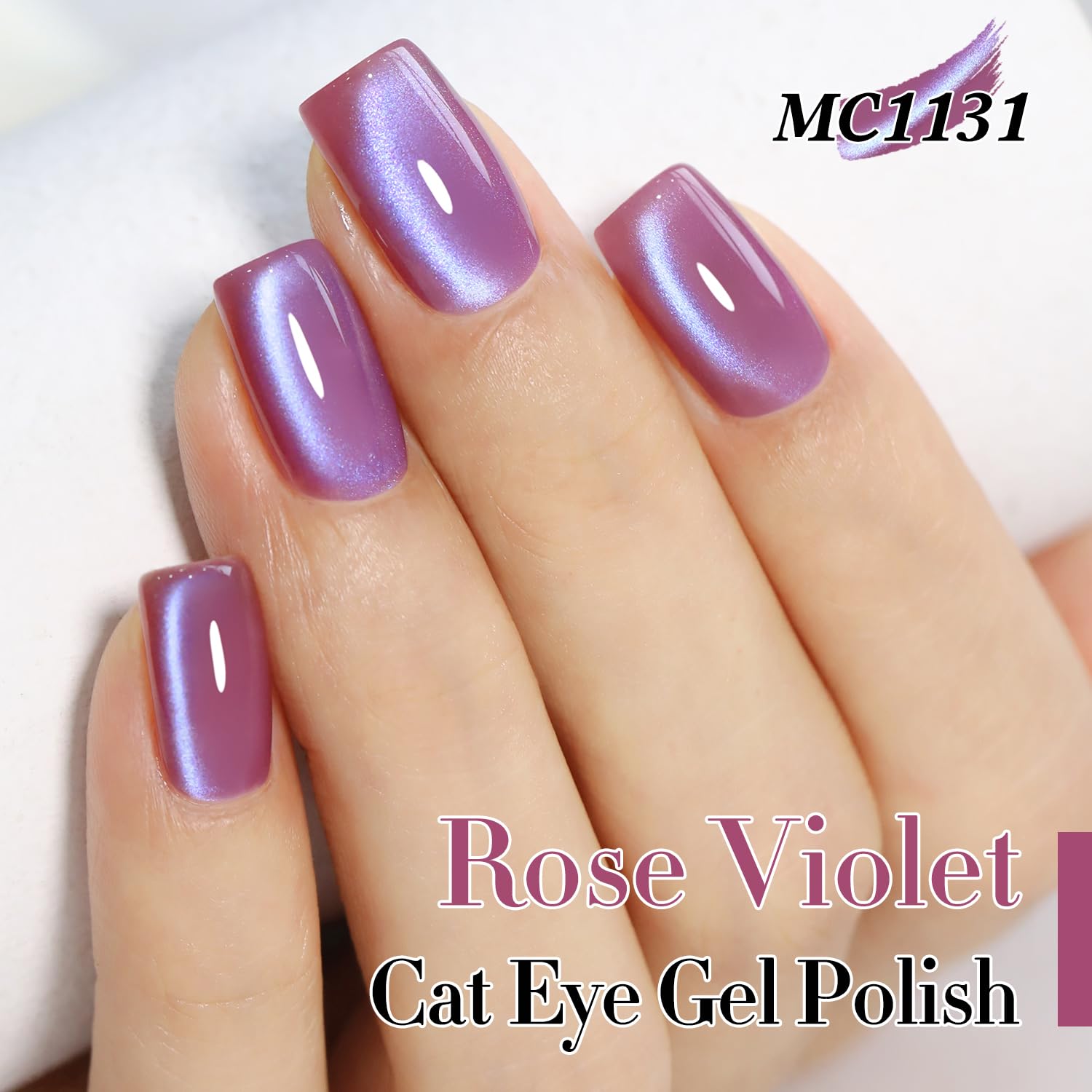 Double Rhythm 15ML Ice Glass Cat Eye Gel Polish with Magnet Holographic Glitter Shimmer Translucent Sheer Color Salon Soak Off Magnetic Nail at Home (Rose Violet-MC1131)-Velvo Beauty