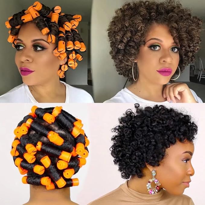 100pcs Hair Curling Rods Set - Plastic Cold Wave Rollers for Natural, Long or Short Hair Styling - Women's DIY Hairdressing Tools in Orange, Purple, Gray, Blue, Yellow-Velvo Beauty