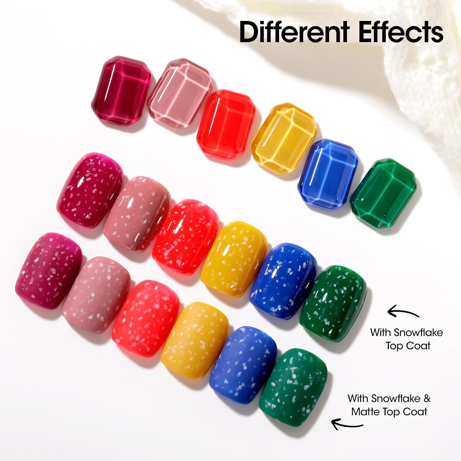 GELLEN Glitter Gel Top Coat, Snowflake Top Coat Nail Polish, Soak off Clear Glossy No Wipe Gel with Shimmer Finish, UV/LED Lamp Needed, Manicure Nail Art Gift for Halloween/Christmas/New Year-Velvo Beauty