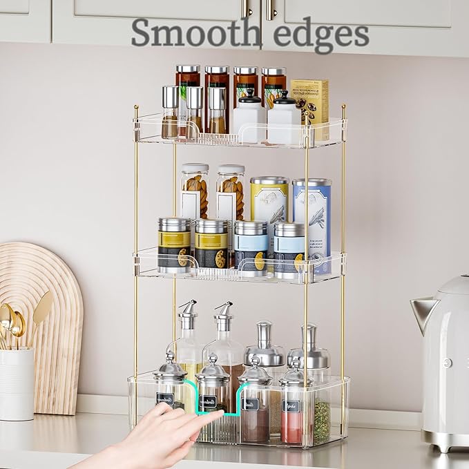 3 Tier Bathroom Countertop Organizer, Makeup Skin Care Organizer, Perfume Tray Vanity Countertop Organizer for Bathroom Countertops-Velvo Beauty