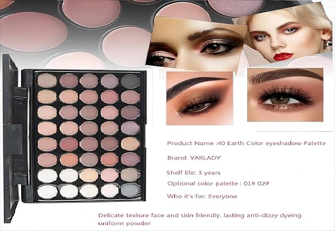 40 color Highly Pigmented Eye Makeup Palette, Matte Shimmer Metallic Eyeshadow Pallet Long Lasting Blendable Natural Colors Make Up Eye Shadows Cosmetics Gift Kit (E01)-Velvo Beauty
