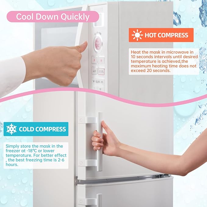 Ice Face Mask Reusable and Cold Gel Eye Mask for Puffiness/Dark Circles/Eye Bags/Dry Eyes/Headaches/Migraines/Stress Relief,Ice Pack for Eyes & Face (Pink)-Velvo Beauty