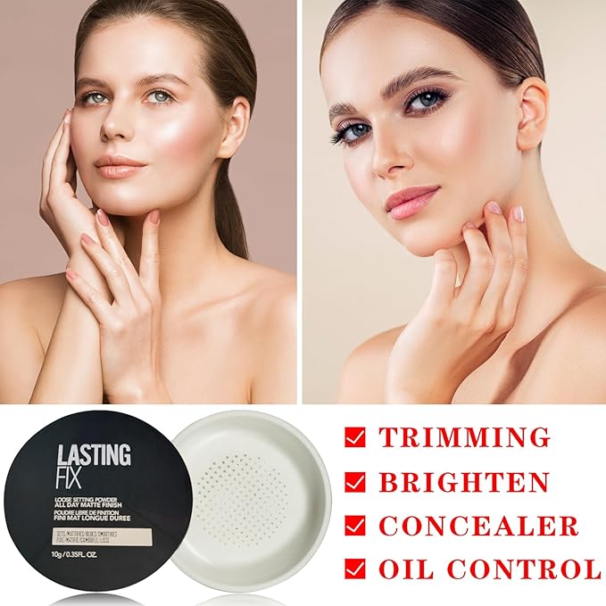 White Setting Powder Translucent Loose Setting Powder Matte Smooth Oil Control Loose Face Powder Waterproof Long Lasting Lightweight Setting Powder Makeup-Velvo Beauty