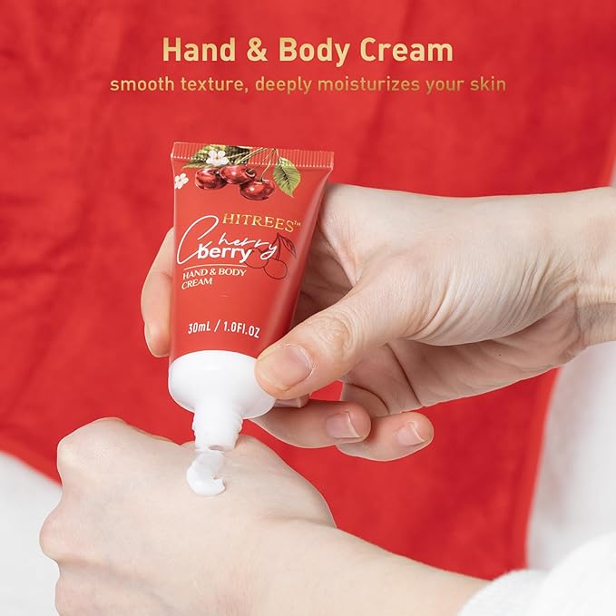 Spa Gifts for Women, Cherry & Berry Spa Gift Set for Teenage Tote Bag, Shower Gel, Hand & Body Lotion, Hitrees Birthday for Best Friend Woman, Mom, Mothers Day-Velvo Beauty