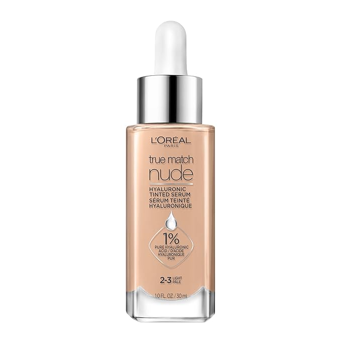 L'Oreal Paris True Match Nude Hyaluronic Tinted Serum Foundation with 1% Hyaluronic acid, Light 2-3, 1 fl. oz.-Velvo Beauty