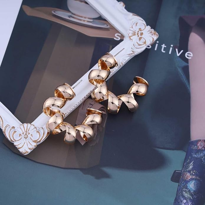 Vintage Exaggerated Irregular Circle Earrings Twist Hoop Earrings Twisted Rope Round Earrings Gold Circle Hoop Dangle Earrings Jewelry for Women-Velvo Beauty