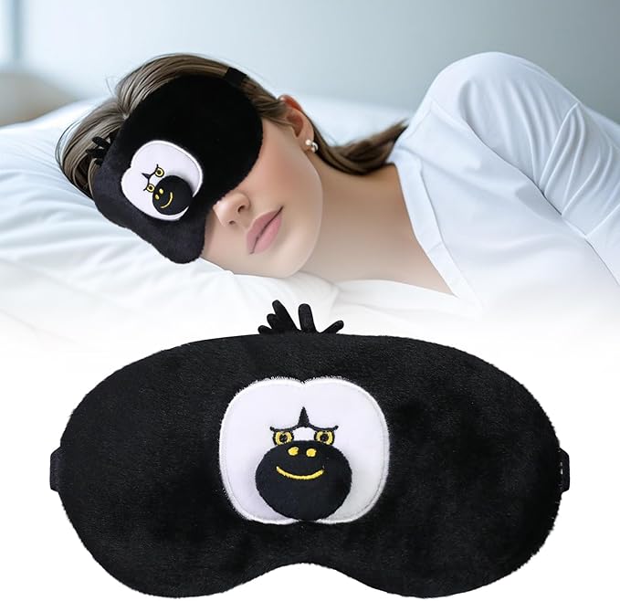 PERFECTSIGHT Sleep Eye Masks, Cute Plush Sleep Eye Cover Lightweight Adjustable Eyeshade Faux Fur Mask Cover for Women Men Sleep Travel Nap, Orang-Velvo Beauty